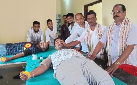 ବ୍ରଜ କିଶୋର ସ୍ୱାଇଁଙ୍କ ୧୯ତମ ଶ୍ରାଦ୍ଧ ବାର୍ଷିକ ଉପଲକ୍ଷେ ସ୍ୱେଛାକୃତ ରକ୍ତଦାନ ଶିବିର ଆୟୋଜିତ,